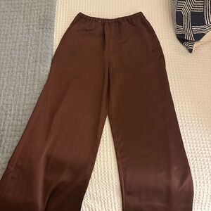 Elegant Brown Satin Pants